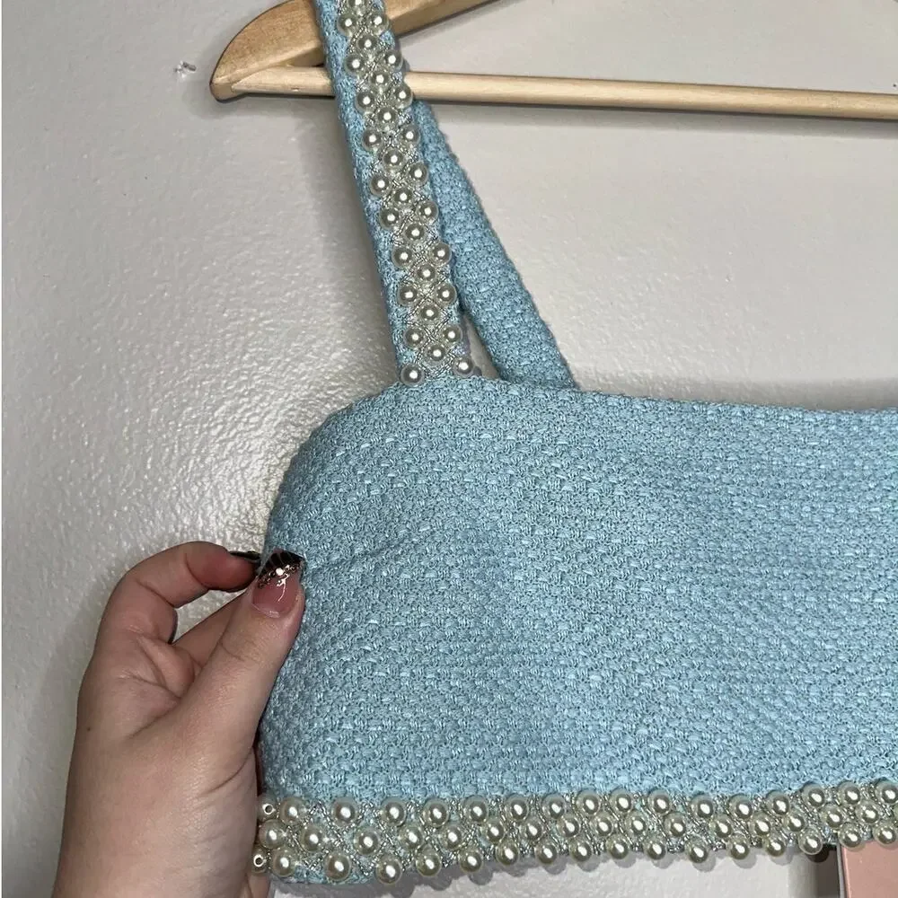 Alexis Ronja Pearl Embellished Top NWT Tiffany Blue Size XS - Picture 5 of 8